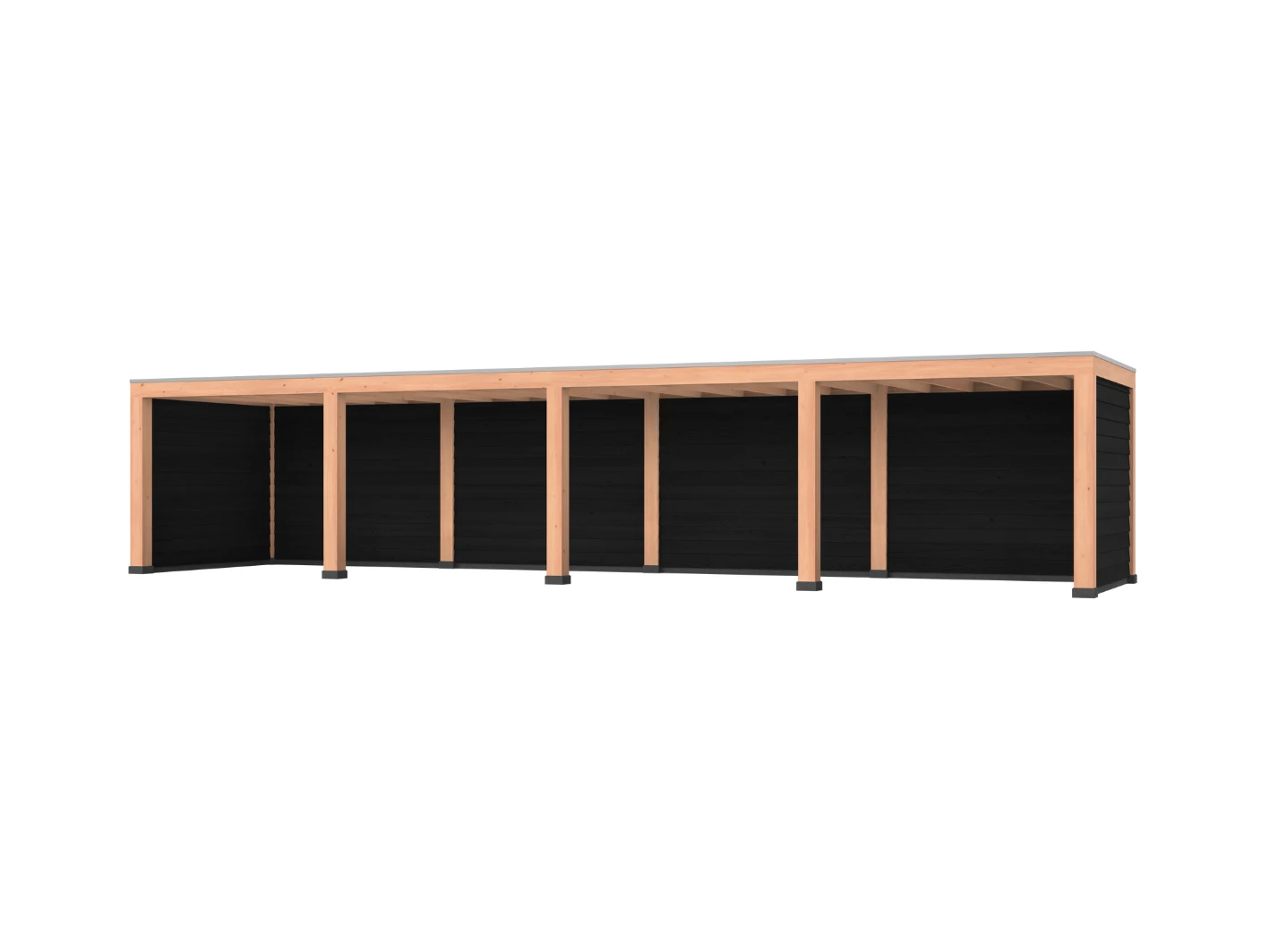 Douglas overkapping, 1200 x 300, met zwarte achterwand en twee zijwanden, Westwood Modern - Afbeelding 1